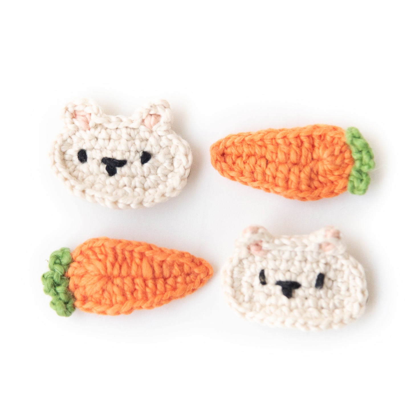 Bunny and Carrot Crochet Hair Clip Set
