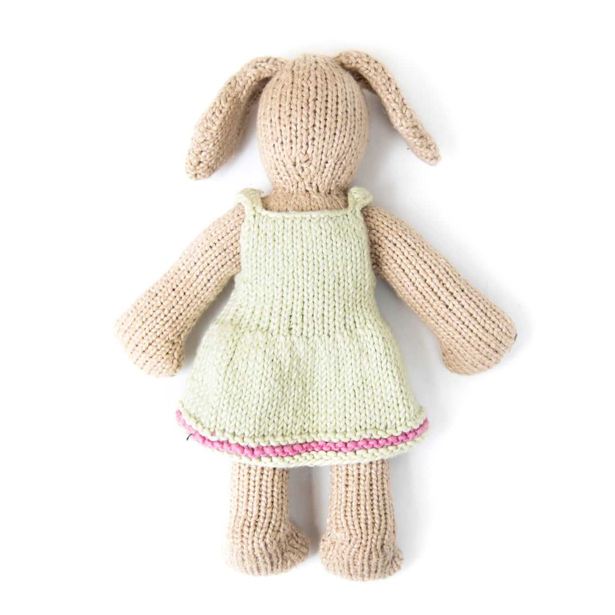 Beigefarbenes Häschen-Strickpuppen-grünes Kleid – Page