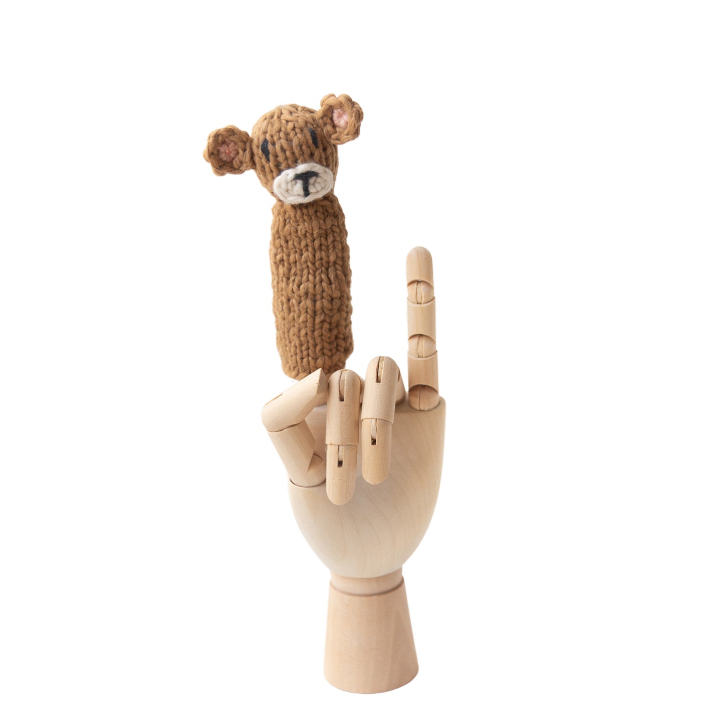 Hand-Knit Finger Puppet Set - Safari