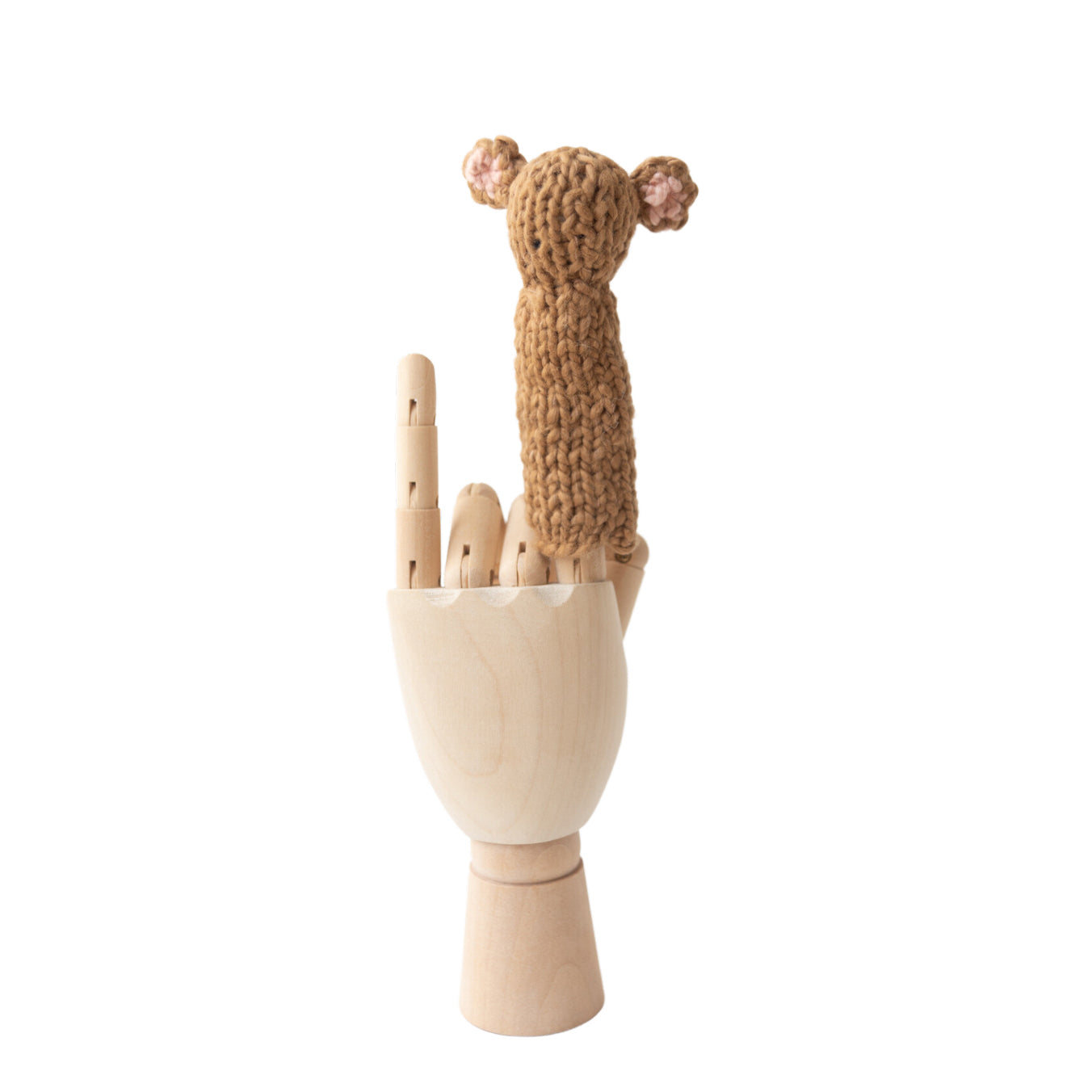 Hand-Knit Finger Puppet Set - Safari