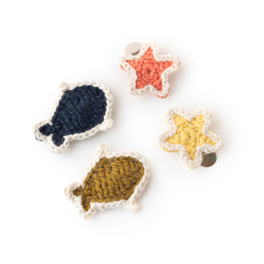 Häkel-Haarspangen-Set mit Fischen und Sternen