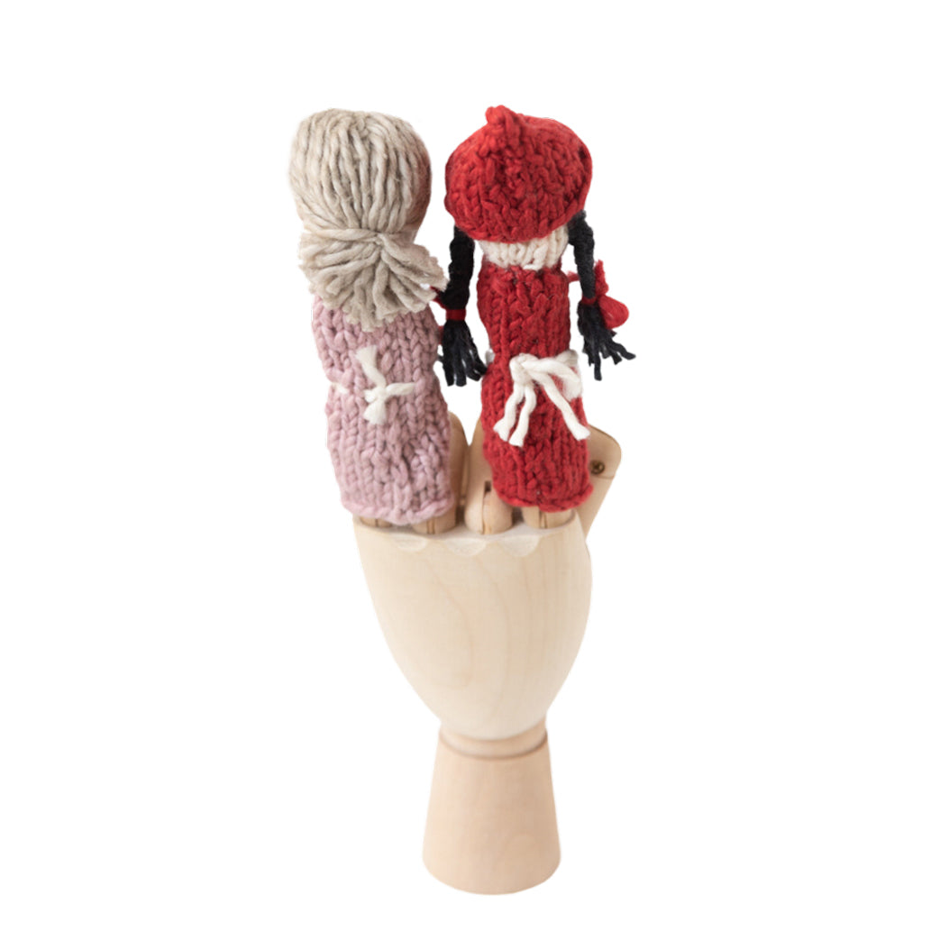 Hand-Knit Finger Puppet Set - Little Red Riding Hood