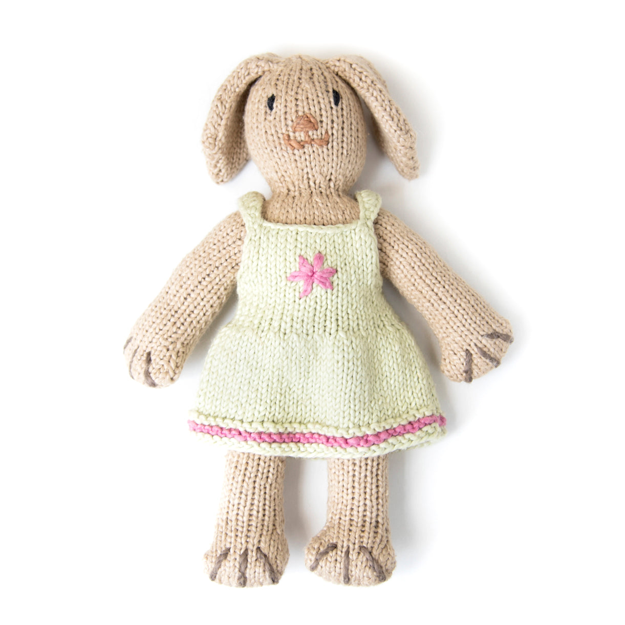 Beige Bunny Knitted Doll Green Dress- Paige