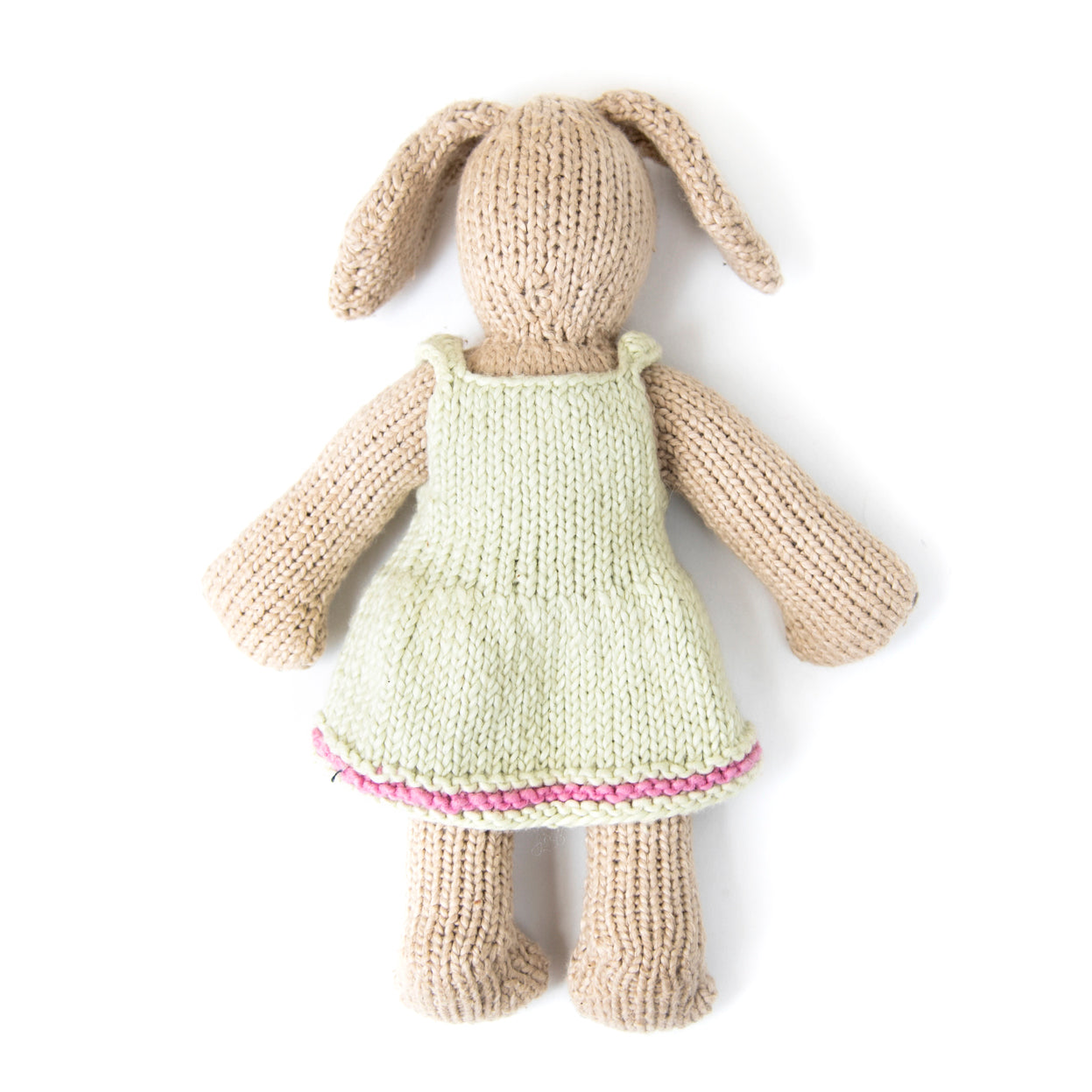 Beige Bunny Knitted Doll Green Dress- Paige